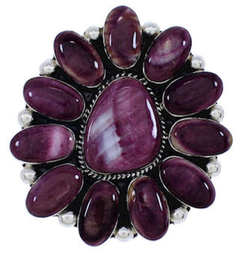 Purple Oyster Shell Large Statement Silver Ring Size 7-3/4 YX35990